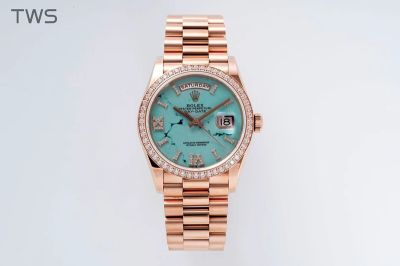 ROLEX Rose Gold Day-date Replica Automatic Movement High Quality Steel 36mm Blue Watch